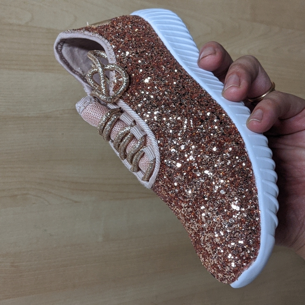 Kid's glitter sneakers lightweight blink blink shoes Rose gold